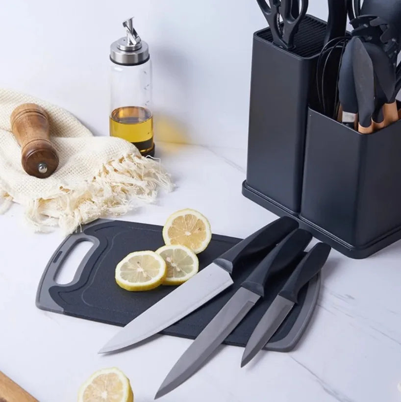 Kit Completo Jogo Utensílios de Cozinha Moderno 19 Peças