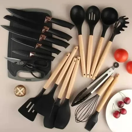 Kit Completo Jogo Utensílios de Cozinha Moderno 19 Peças